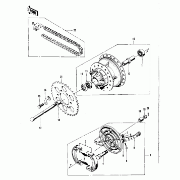 REAR HUB/BRAKE/CHAIN ('71 F81M)