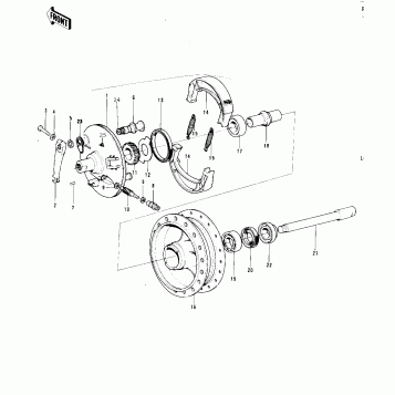 FRONT HUB/BRAKE ('73-'75 F11/F11-A/F11-B