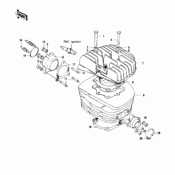 CYLINDER HEAD/CYLINDER ('73 F11M)