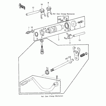 GEAR CHANGE DRUM & FORKS ('80 D1)