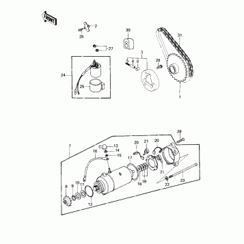 STARTER MOTOR/STARTER CLUTCH ('80 D1)