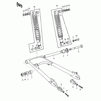 SWING ARM/SHOCK ABSORBERS ('80 D1)