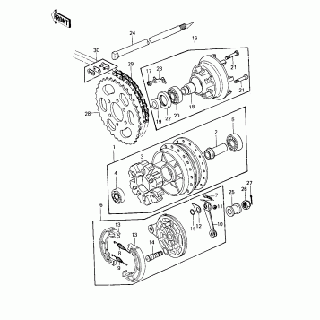 REAR HUB/BRAKE/CHAIN ('80 D1)