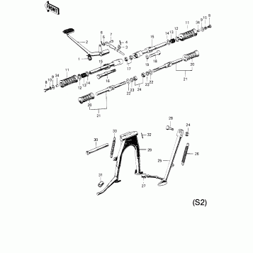 FOOTRESTS/STANDS/BRAKE PEDAL (S2)