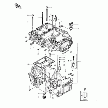 CRANKCASE ('74 -'75 KZ400/KZ400D)