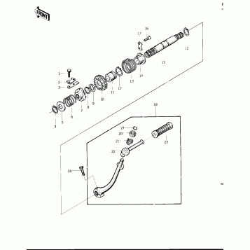 KICKSTARTER MECHANISM ('74 -'75 KZ400/KZ