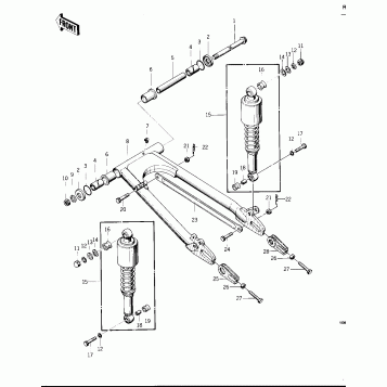 SWING ARM/SHOCK ABSORBERS ('74 -'75 KZ40