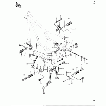FOOTRESTS/STANDS/BRAKE PEDAL ('74 -'75 K