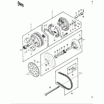 REAR HUB/BRAKE/CHAIN ('74 -'75 KZ400/KZ4