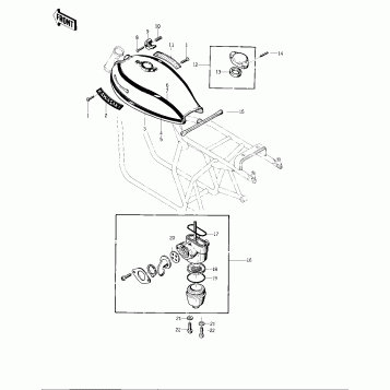 FUEL TANK ('74 -'75 KZ400/KZ400D)