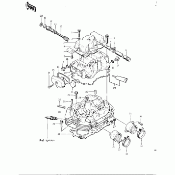 CYLINDER HEAD/COVERS ('76 -'77 KZ400 - D