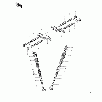 ROCKER ARMS/VALVES ('76 -'77 KZ400 - D3/