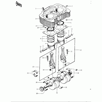 CYLINDER/PISTONS/CRANKSHAFT ('76 -'77 K