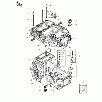 CRANKCASE ('76 -'77 KZ400 - D3/D4)