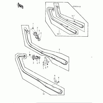 MUFFLERS ('76 -'77 KZ400 - D3/D4)