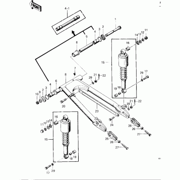 SWING ARM/SHOCK ABSORBERS ('76 -'77 KZ4