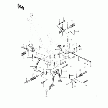 FOOTRESTS/STANDS/BRAKE PEDAL ('76 -'77