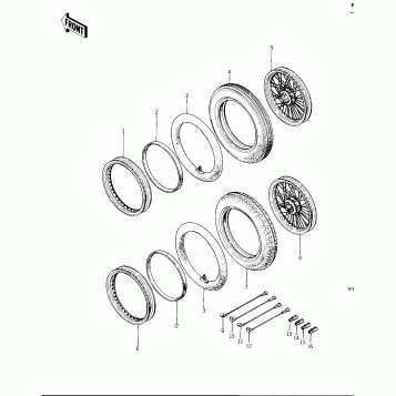 WHEELS/TIRES ('76 -'77 KZ400 - D3/D4)