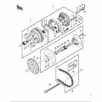 REAR HUB/BRAKE/CHAIN ('76 -'77 KZ400 - D