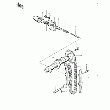 CAMSHAFT/CHAIN/TENSIONER ('75 S)