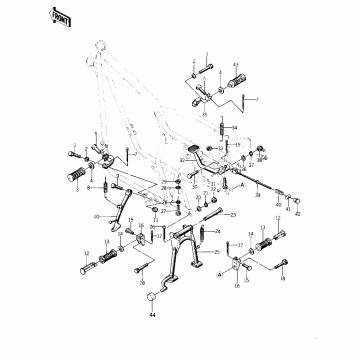 FOOTRESTS/STANDS/BRAKE PEDAL ('75 S)