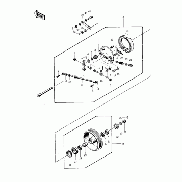 FRONT HUB/BRAKE ('75 S)