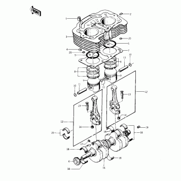 CYLINDER/PISTONS/CRANKSHAFT ('76-'77 S2/