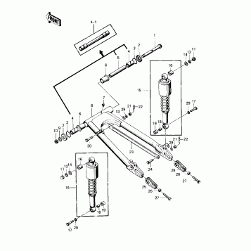 SWING ARM/SHOCK ABSORBERS ('76-'77 S2/S3