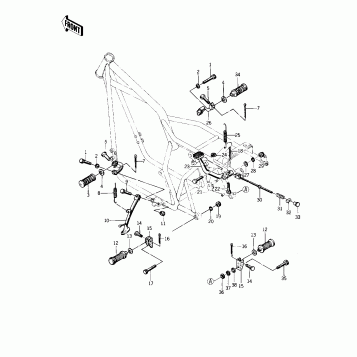 FOOTRESTS/STAND/BRAKE PEDAL ('76-'77 S2/