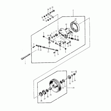FRONT HUB/BRAKE ('76-'77 S2/S3)