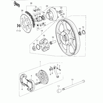 REAR WHEEL/HUB/BRAKE/CHAIN