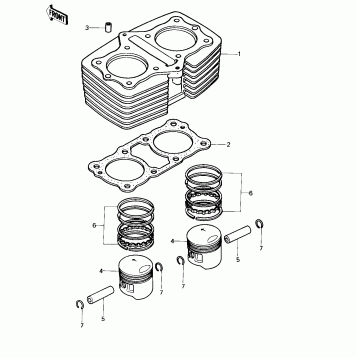 CYLINDER/PISTONS ('80 B1)