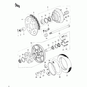 REAR WHEEL/TIRE/HUB/CHAIN