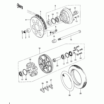 REAR WHEEL/TIRE/HUB/CHAIN