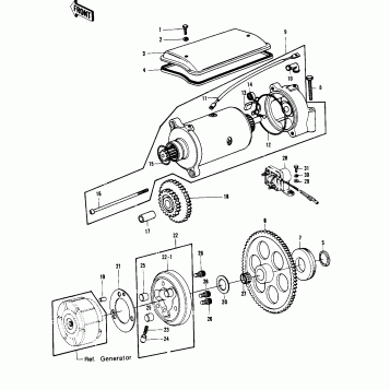 STARTER MOTOR/STARTER CLUTCH ('77-'78 B1