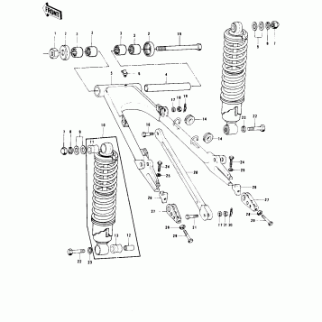 SWING ARM/SHOCK ABSORBERS ('77-'78 B1/B2