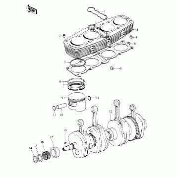 CYLINDER/PISTONS/CRANKSHAFT ('78 C1/C1A)