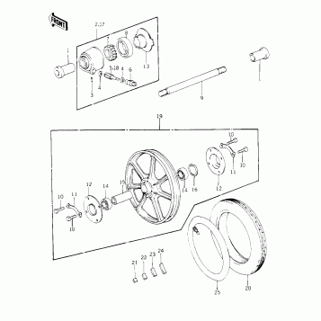 FRONT WHEEL/TIRE/HUB ('78 C1/C1A)