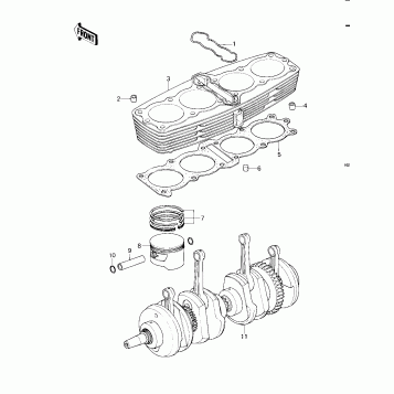 CYLINDER/PISTONS/CRANKSHAFT ('79-'81 C2/