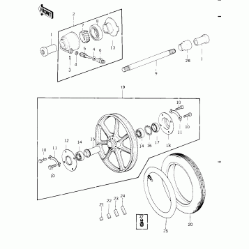 FRONT WHEEL/TIRE/HUB ('79-'81 C2/C3/C4)
