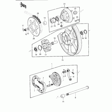 REAR WHEEL/HUB/BRAKE/CHAIN