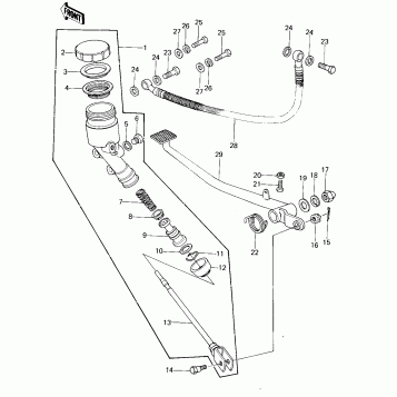 REAR MASTER CYLINDER/BRAKE PEDAL ('77-'7