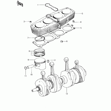CYLINDER/PISTONS/CRANKSHAFT ('78 D1)