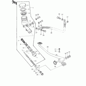REAR MASTER CYLINDER/BRAKE PEDAL ('78 D1