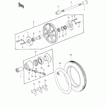 FRONT WHEEL/TIRE/HUB ('78 D1)