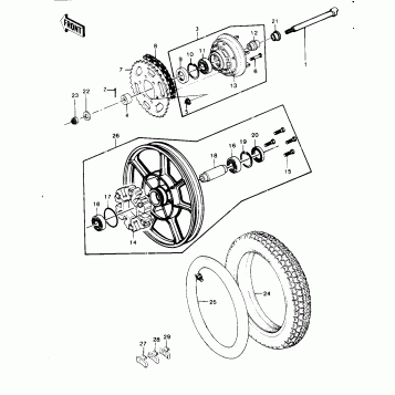 REAR WHEEL/HUB/BRAKE/CHAIN