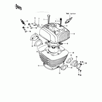 CYLINDER HEAD/CYLINDER ('73 F12MX 450)
