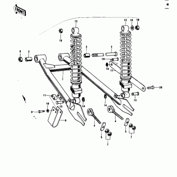 SWING ARM/SHOCK ABSORBERS ('73 F12MX 450