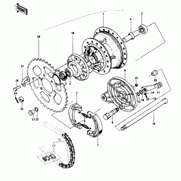 REAR HUB/BRAKE/CHAIN ('73 F12MX 450)