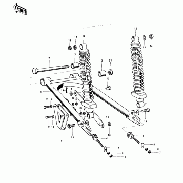 SWING ARM/SHOCK ABSORBERS ('74 KX 450)